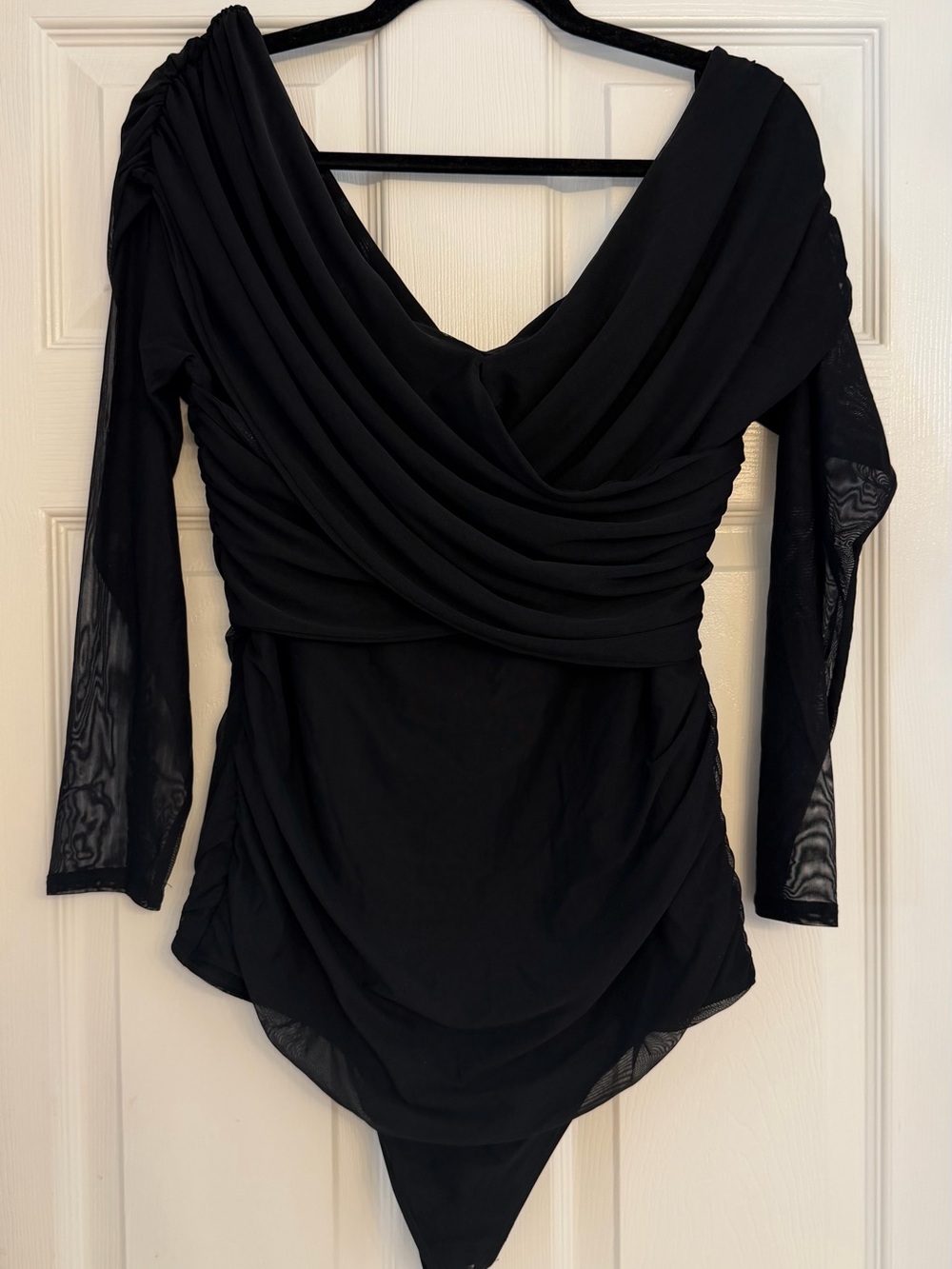 Abercrombie & Fitch Black Draped V-Neck Bodysuit
